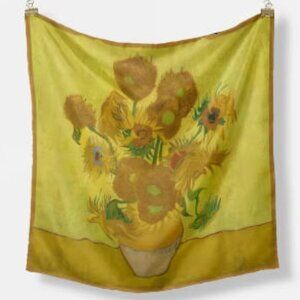 Vincent Van Gogh Sunflowers Flowers - 100% Silk Square Scarf NEW